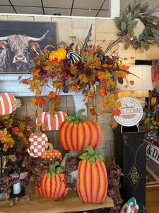 Set of 3 Orange Pumpkins with Easels and Stakes, Safe to Use Outdoor