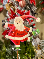 Load image into Gallery viewer, Skating Santa Metal Stake Red &amp; White
