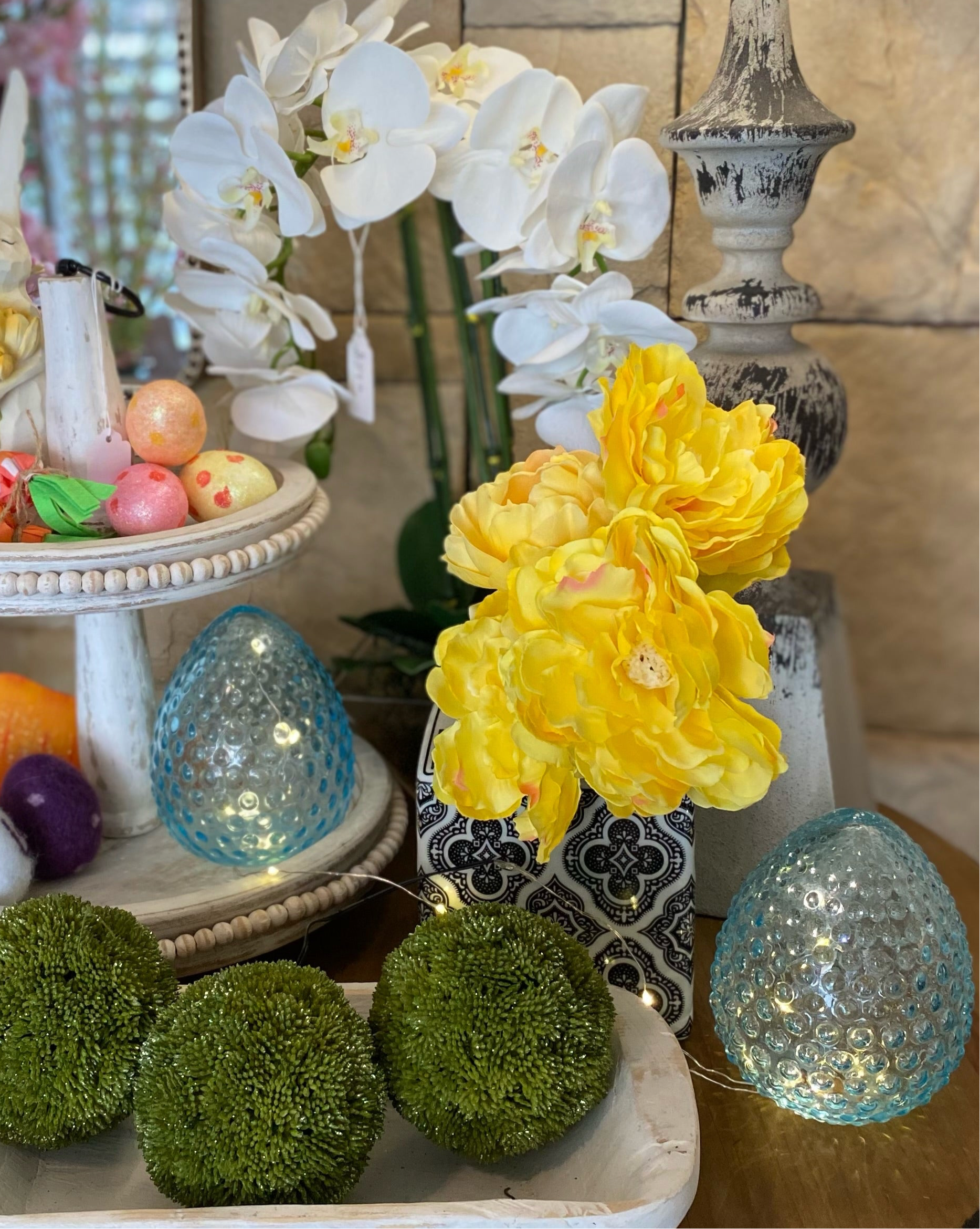 Glass Blue Hobnail Egg Easter Decor