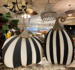 Load image into Gallery viewer, Small Short Black &amp; White Striped Metal Pumpkin Yard Stake
