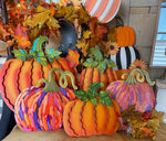 Load image into Gallery viewer, Set of 3 Orange Pumpkins with Easels and Stakes, Safe to Use Outdoor
