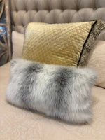 Load image into Gallery viewer, Icelandic Faux Fur Gray and White 12"x22" Pillow
