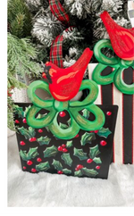 Load image into Gallery viewer, Black and Red Cardinal Christmas Package Metal Stake Outdoor or Indoor
