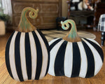 Load image into Gallery viewer, Tall Small Metal Black &amp; White Striped Pumpkin Stake

