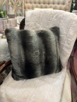 Load image into Gallery viewer, Faux Fur Smoke Gray 18”x18” Pillow
