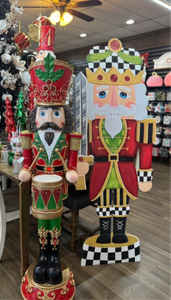 Large Nutcracker with Check Pattern Metal Outdoor/Indoor