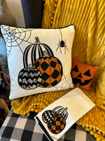 Load image into Gallery viewer, Harlequin, Chevron, Sequin Halloween White Pillow
