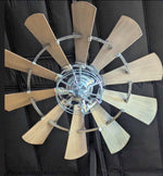 Load image into Gallery viewer, Quorum 52” 95210-9 Galvanized Windmill Indoor Ceiling Fan Silver Finish
