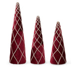 Load image into Gallery viewer, Elegant Velvet Burgundy Gold Rhinestone Style Trees Set of 3
