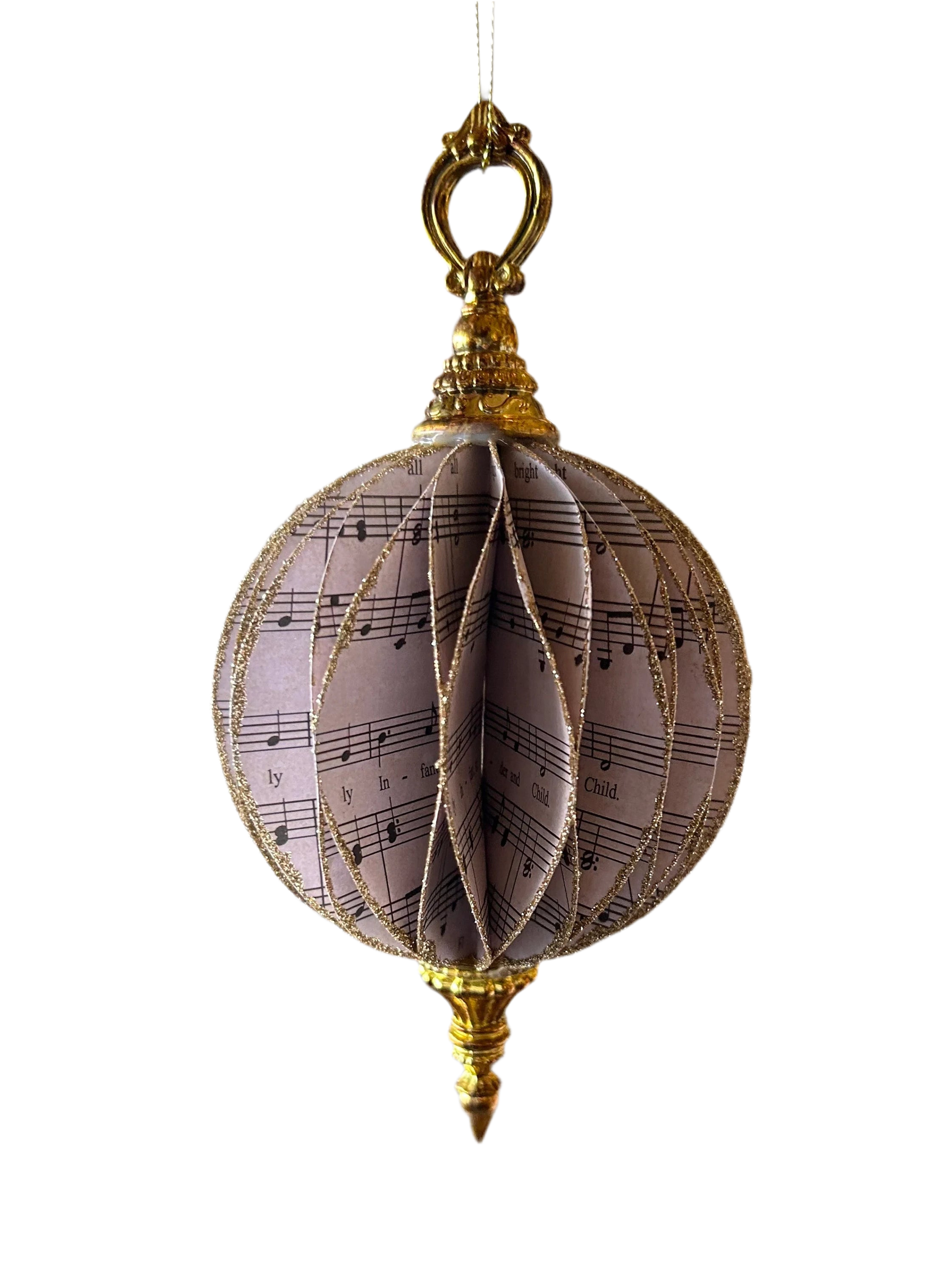 Ornaments Finial Musical Notes Black and White with Gold Large Ornament Set of 3