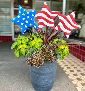 Americana: 3 Stars Red, White, Blue Metal Stake with Easel