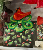 Load image into Gallery viewer, Black and Red Cardinal Christmas Package Metal Stake Outdoor or Indoor
