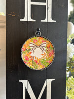 Load image into Gallery viewer, Round Charm Fall Leaves with Brown Stripe Bow
