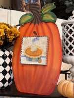 Load image into Gallery viewer, Orange Pumpkin Display for Mini Prints Peg to Hold the Print and attached easel
