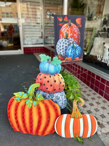 Fall Pumpkin Flag Outdoor Orange, Blue, White