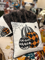 Load image into Gallery viewer, Harlequin, Chevron, Sequin Halloween White Pillow
