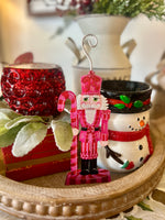Load image into Gallery viewer, Hot Pink, Red, White Nutcracker Metal Ornament
