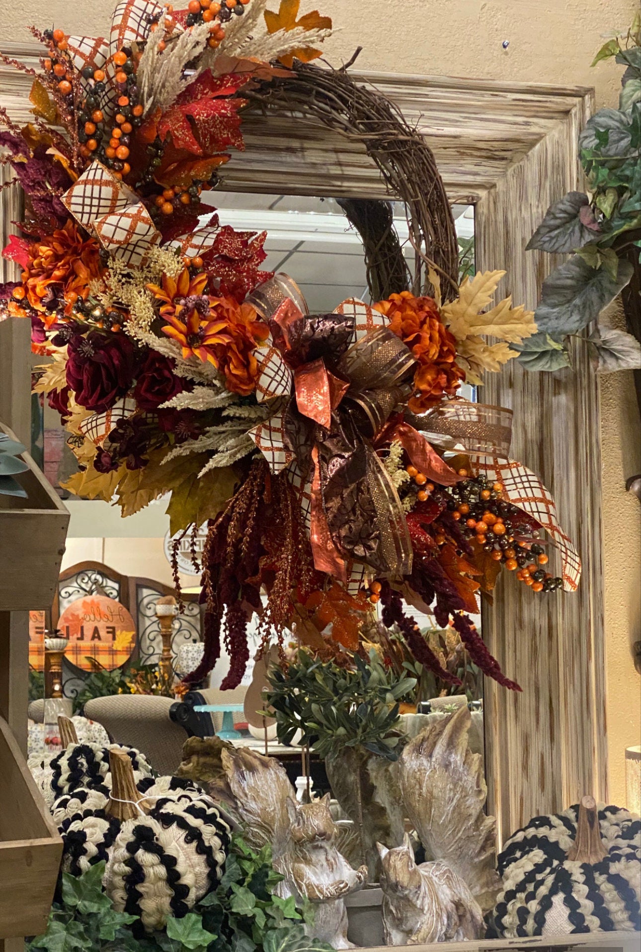 Custom Fall Wreath in Copper, Brown, Taupe, Burgundy