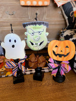 Load image into Gallery viewer, Halloween (4) Options Mini Metal Charms Ghost, Frankenstein, &amp; Jack-o-Lantern
