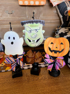 Halloween (4) Options Mini Metal Charms Ghost, Frankenstein, & Jack-o-Lantern