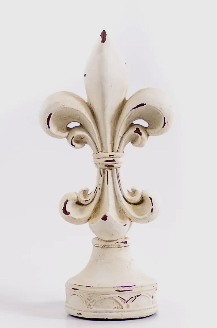 White Distressed Fleur de lis