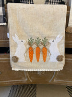 Load image into Gallery viewer, Bunnies with Patterned Carrots Table Runner Easter
