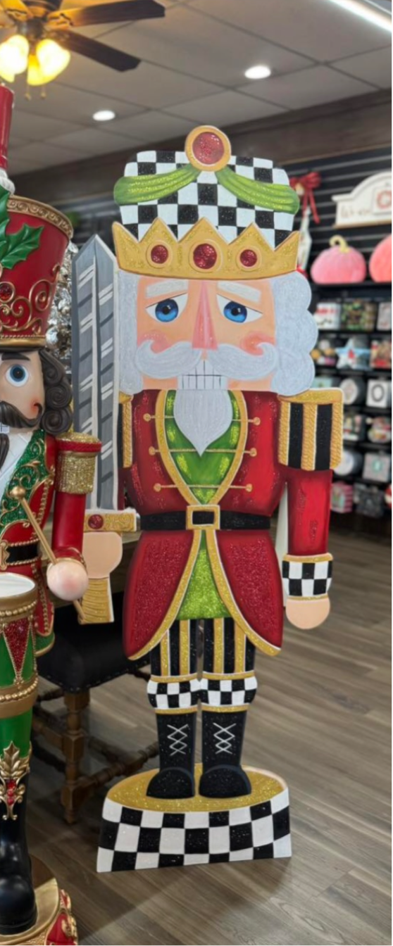 Large Nutcracker with Check Pattern Metal Outdoor/Indoor