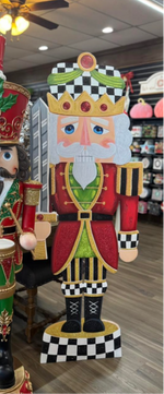 Load image into Gallery viewer, Large Nutcracker with Check Pattern Metal Outdoor/Indoor
