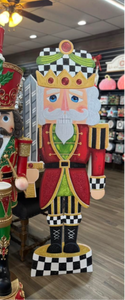 Large Nutcracker with Check Pattern Metal Outdoor/Indoor