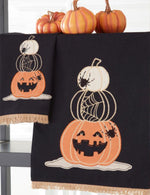 Load image into Gallery viewer, 27 Inch Black Halloween Jack O Lantern Stitched Towel
