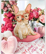 Load image into Gallery viewer, Valentine&#39;s Day: Frenchie Metal Dog with Red Heart Glasses
