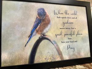 When the World Feels Upside Down Pray Wood Framed Shimmering Picture