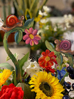 Load image into Gallery viewer, Set of 2 Snails on Flowers Metal Stakes Outdoor
