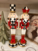 Load image into Gallery viewer, Nutcracker Black &amp; White, Gold, and Red with Check Pattern 13”h Set of 2

