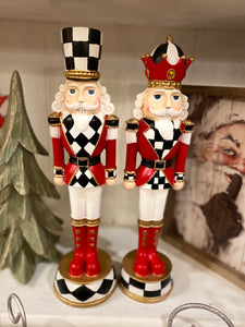 Nutcracker Black & White, Gold, and Red with Check Pattern 13”h Set of 2