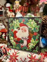 Load image into Gallery viewer, Santa with Holly &amp; Red Berries Buffalo Check Pattern
