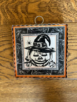 Load image into Gallery viewer, Mini Jack-o-lantern Shimmering Mini Print in Black and Orange
