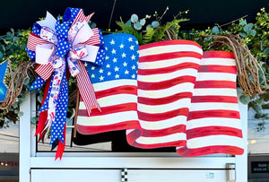 Americana: Large Waving Metal American Flag Stake