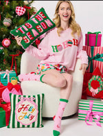 Load image into Gallery viewer, Pink and Red Tis The Season Rectangle Pillow Christmas
