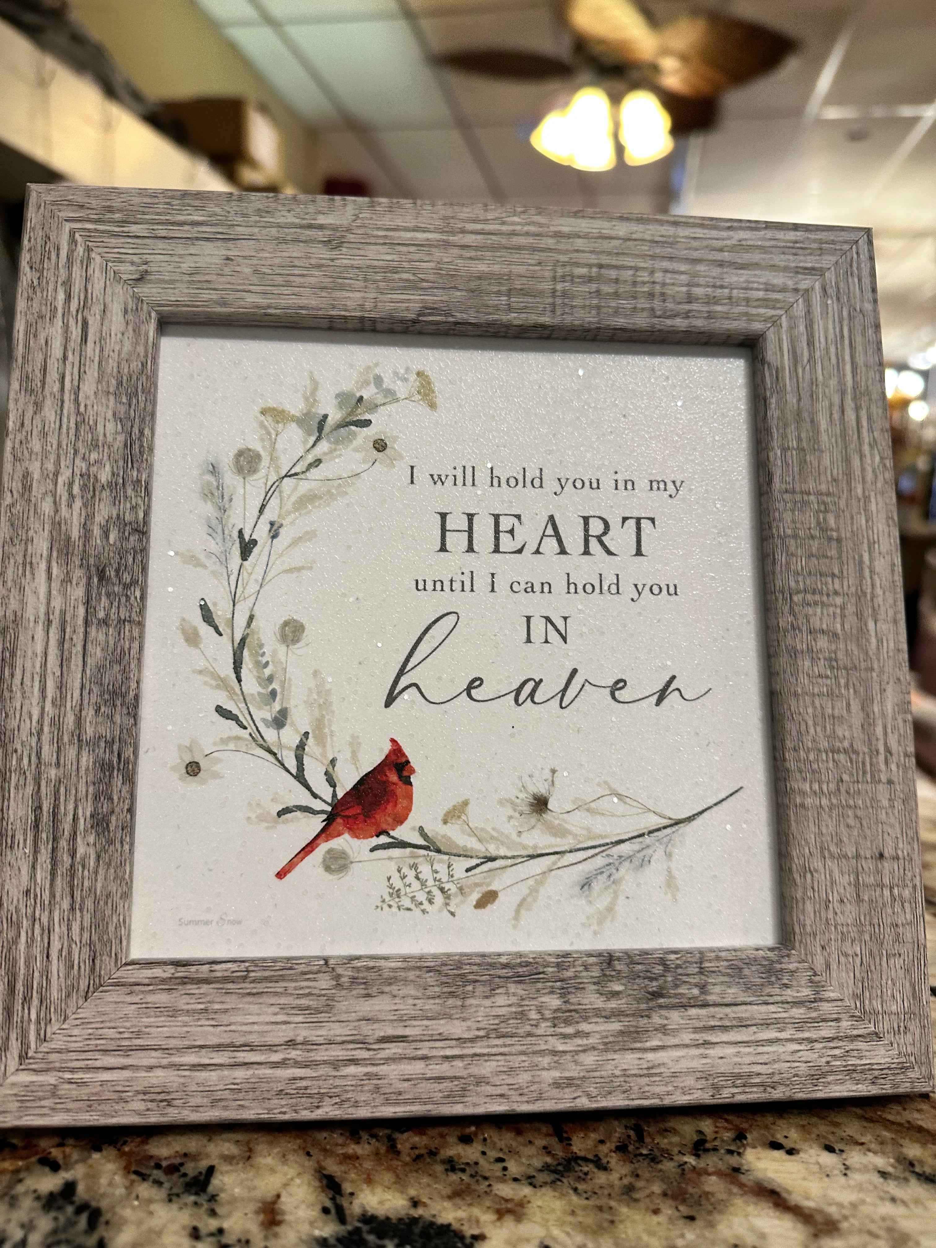 I Will You Hold You In My Heart Until I Can Hold You In Heaven Wood Framed Shimmering Picture
