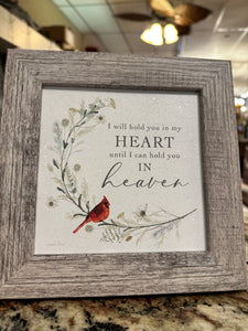 I Will You Hold You In My Heart Until I Can Hold You In Heaven Wood Framed Shimmering Picture