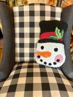 Load image into Gallery viewer, Snowman Shaped Hooked Christmas Pillow
