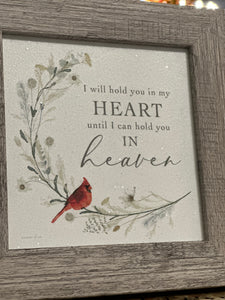 I Will You Hold You In My Heart Until I Can Hold You In Heaven Wood Framed Shimmering Picture
