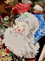 Load image into Gallery viewer, Blue and White Santa Metal Outdoor/Indoor Stake Christmas
