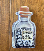 Load image into Gallery viewer, Halloween Potion Bottles Metal Stakes with Easels Black, Purple, Orange, and Yellow with her Frog Roundtop Collection
