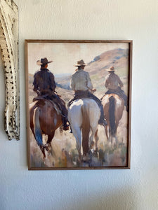 Cowboy’s Riding Western Art with Wood Frame