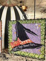 Load image into Gallery viewer, Witch Hat Mini Print with Galvanized Frame Magical Things Happen Here
