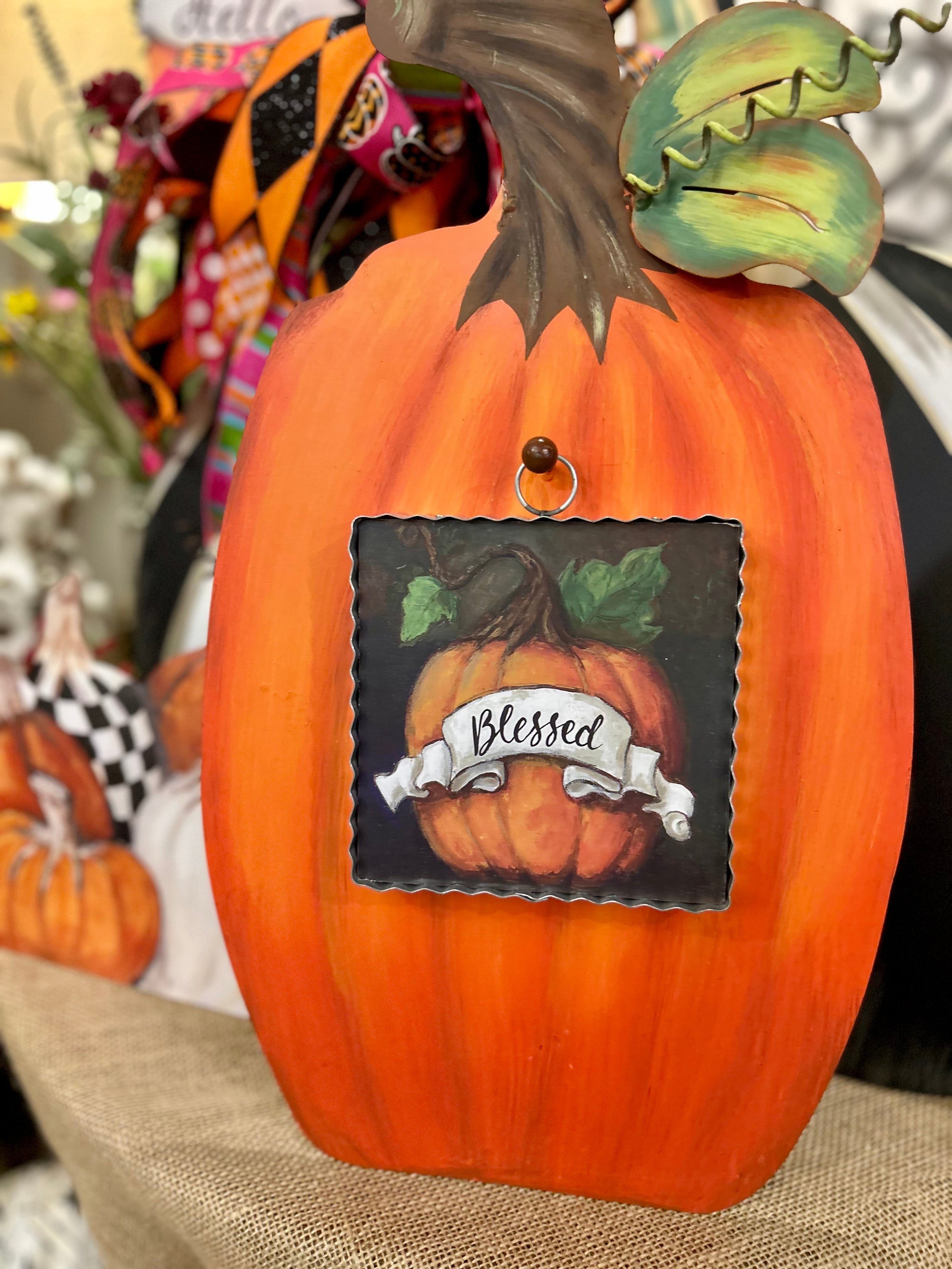 Blessed Pumpkin Mini Print with Galvanized Frame