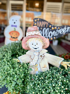 Fall Scarecrow in Brown & Cream Natural Tones with stake