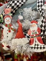 Load image into Gallery viewer, Santa Claus Harlequin Metal Ornament
